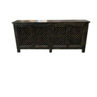 Distressed Black 4-Lattice-Door Sideboard - Berbere Imports