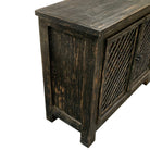 Distressed Black 4-Lattice-Door Sideboard - Berbere Imports