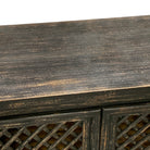 Distressed Black 4-Lattice-Door Sideboard - Berbere Imports