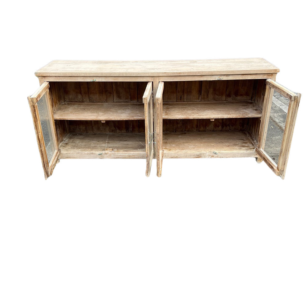 Vintage 4-Door Wood And Glass Buffet - Berbere Imports