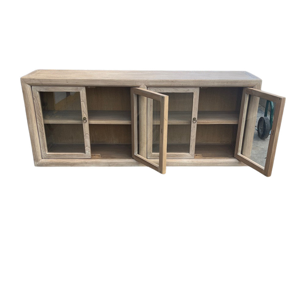 Chinese Wood And Glass 4-Door Sideboard - Berbere Imports