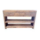 Indian 3-Drawer Wooden Sideboard With Shelves - Berbere Imports