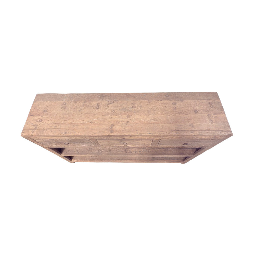 Indian 3-Drawer Wooden Sideboard With Shelves - Berbere Imports