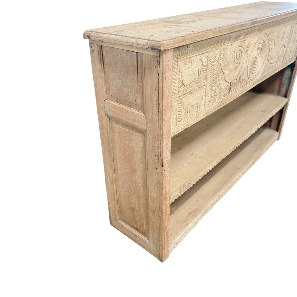 Indian Carved Wooden Sideboard With Shelves - Berbere Imports