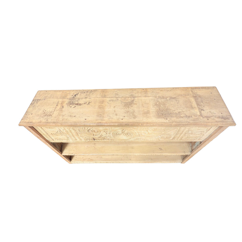 Indian Carved Wooden Sideboard With Shelves - Berbere Imports
