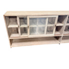 Indian Wooden Sideboard With 4-Sliding Glass Doors And Lower Open Shelf - Berbere Imports