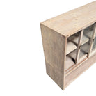 Indian Wooden Sideboard With 4-Sliding Glass Doors And Shelf - Berbere Imports