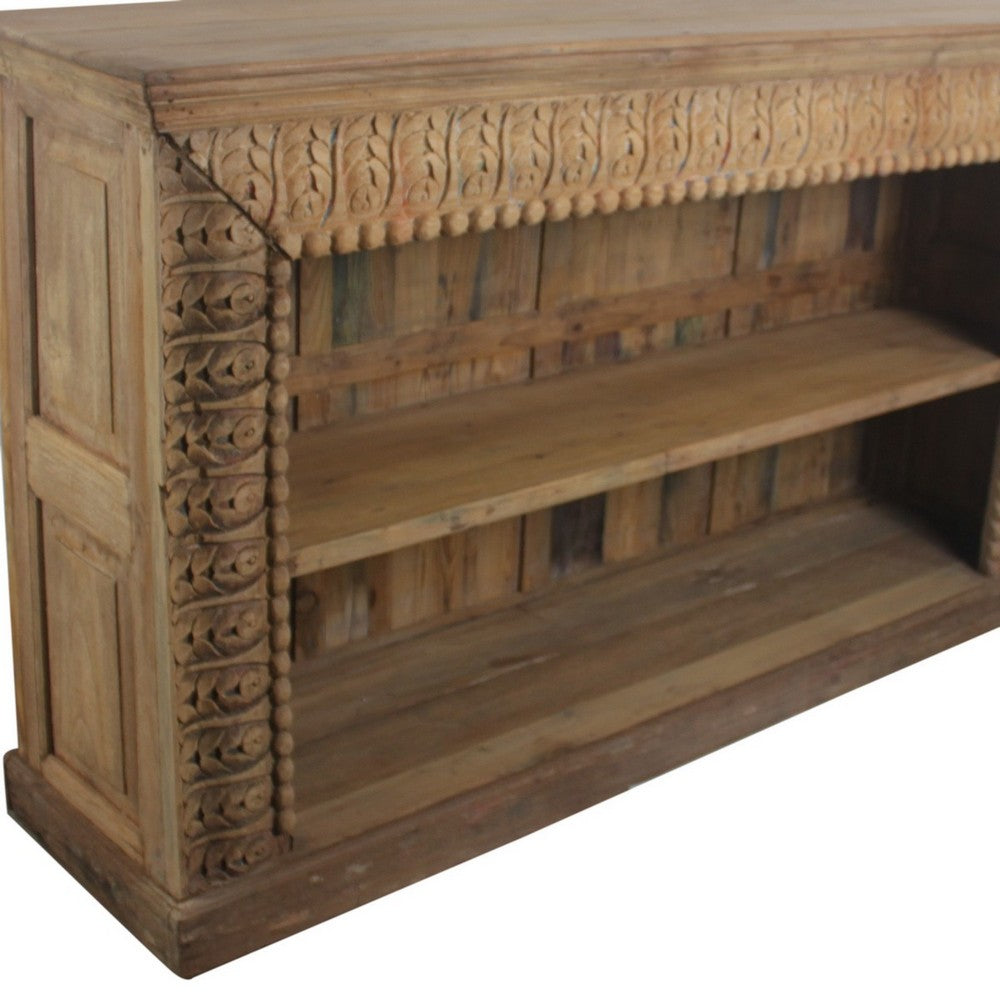 Vintage Indian Wooden Bookshelf With Carvings - Berbere Imports