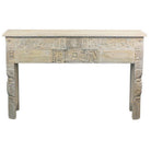 Vintage Carved Whitewash Console - Berbere Imports