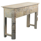 Vintage Carved Whitewash Console - Berbere Imports