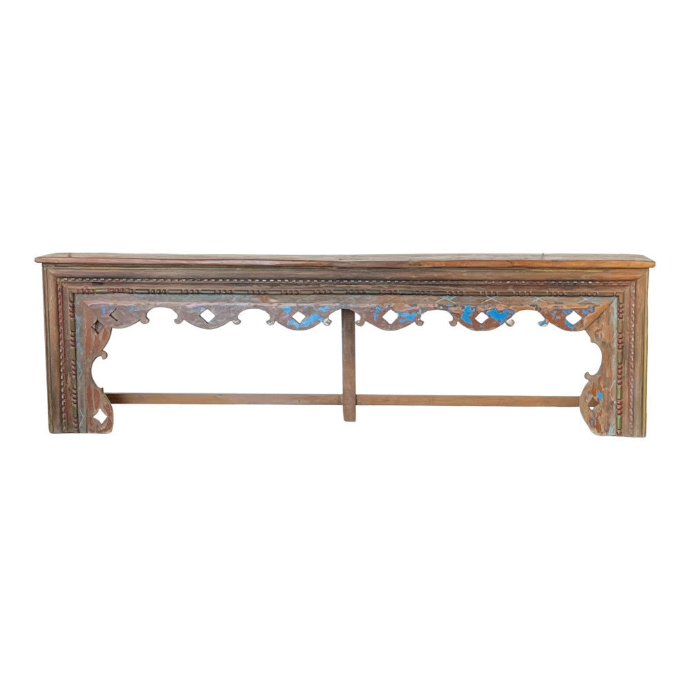 Vintage Indian Wooden Console With Carvings - Berbere Imports