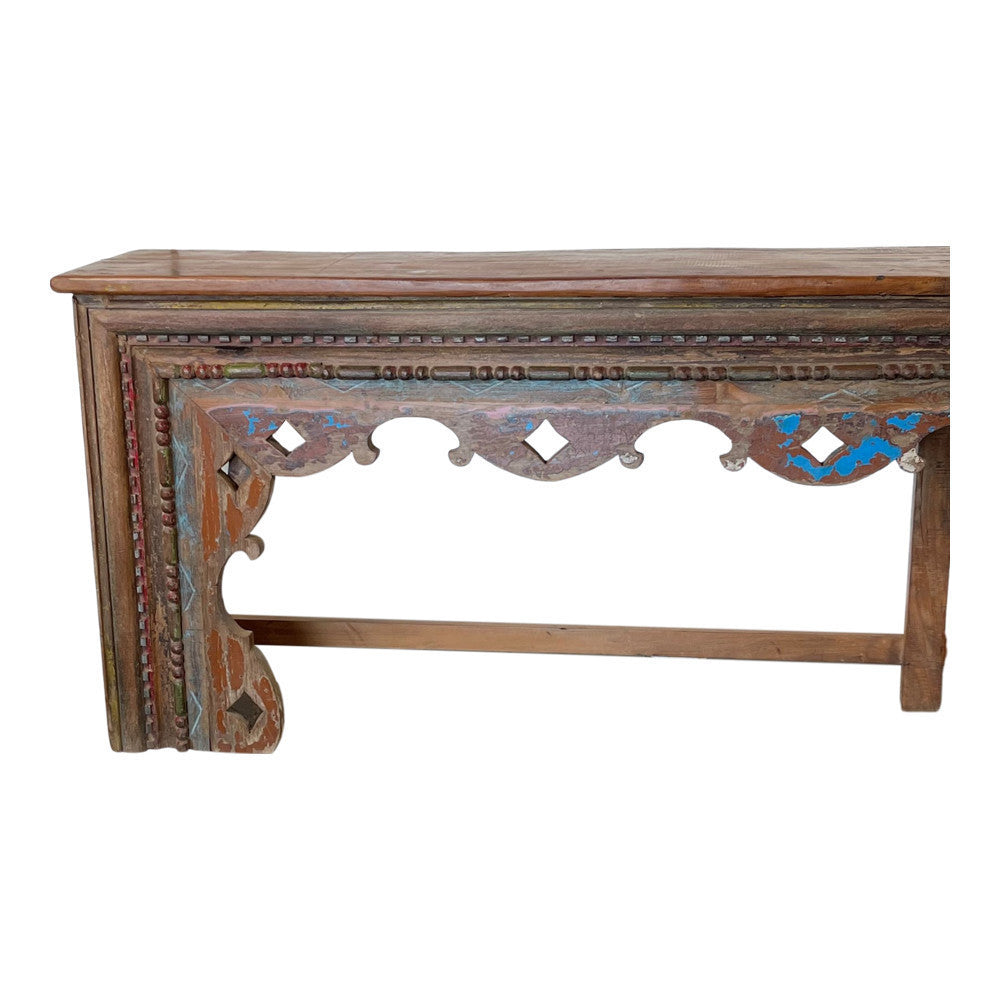 Vintage Indian Wooden Console With Carvings - Berbere Imports