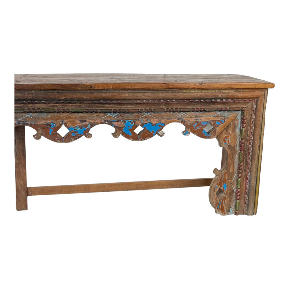 Vintage Indian Wooden Console With Carvings - Berbere Imports