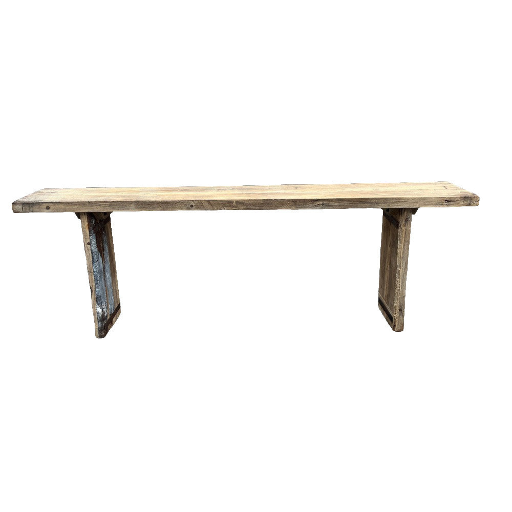 Vintage Wooden Console With Metal Embellishment - Berbere Imports