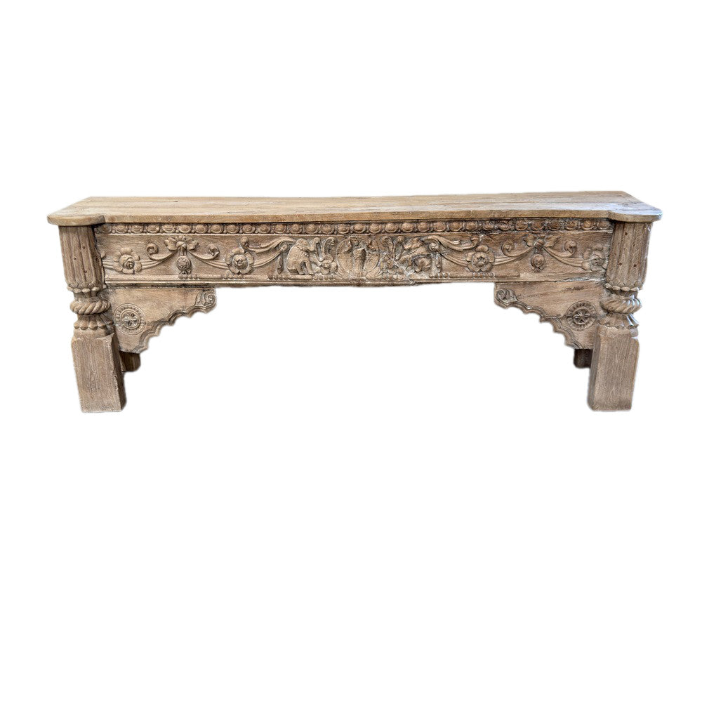 Vintage Indian Carved Wooden Console - Berbere Imports