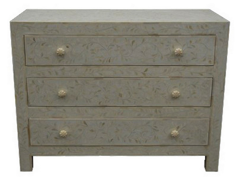 Indian White Bone 3-Drawer Dresser - Berbere Imports