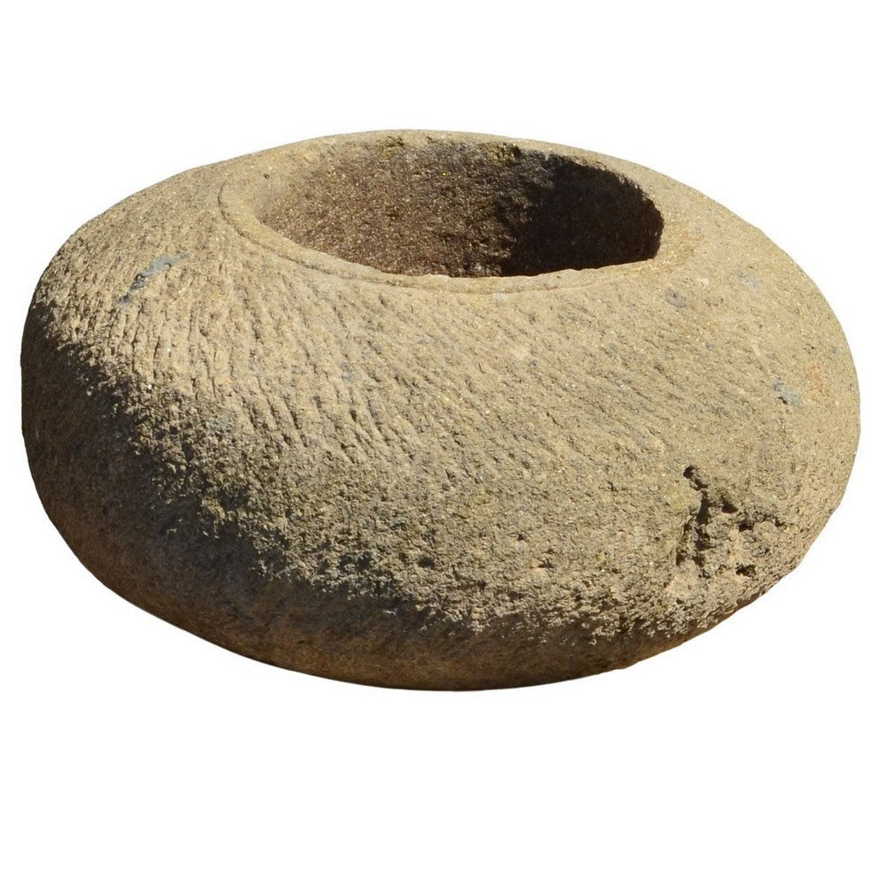 Indonesian Natural Stone Round Bowl Planter - Medium - Berbere Imports