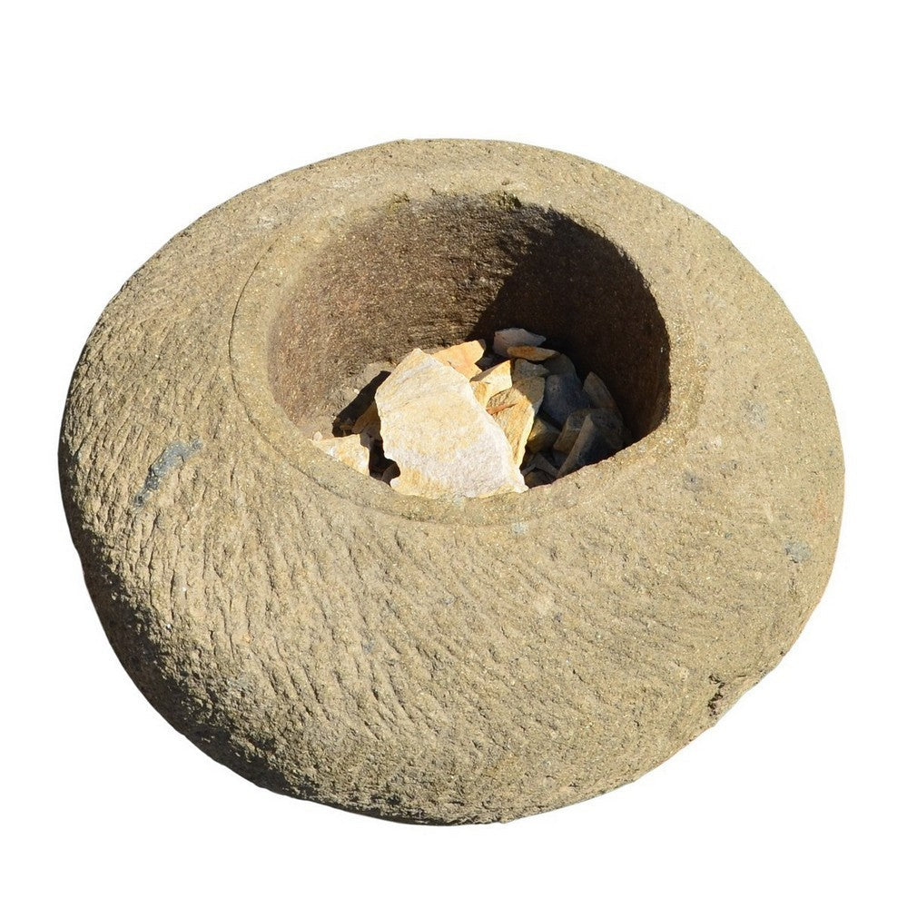 Indonesian Natural Stone Round Bowl Planter - Medium - Berbere Imports