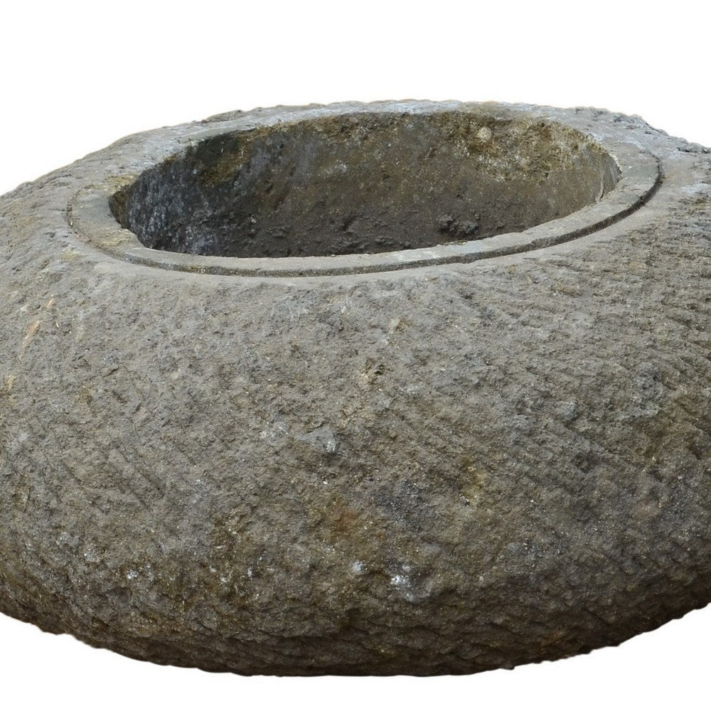 Indonesian Natural Stone Round Bowl Planter - Large - Berbere Imports