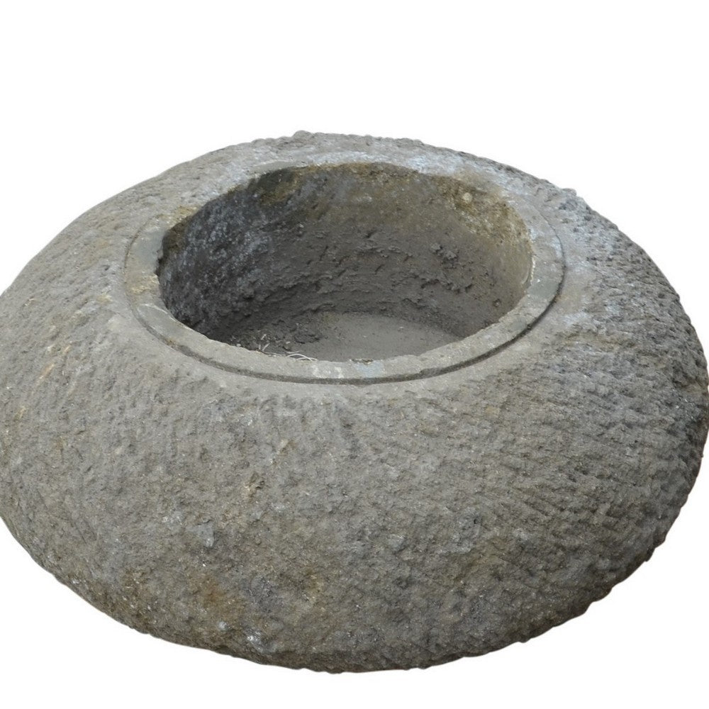 Indonesian Natural Stone Round Bowl Planter - Large - Berbere Imports