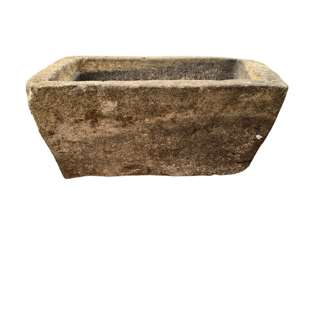 Antique Balinese Rectangular Limestone Planter  - Berbere Imports