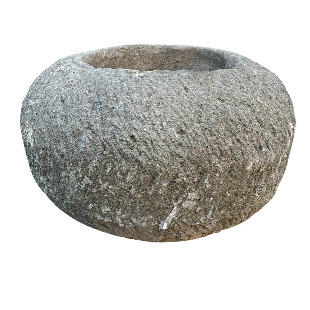 Low Round Natural Stone Planter - Berbere Imports