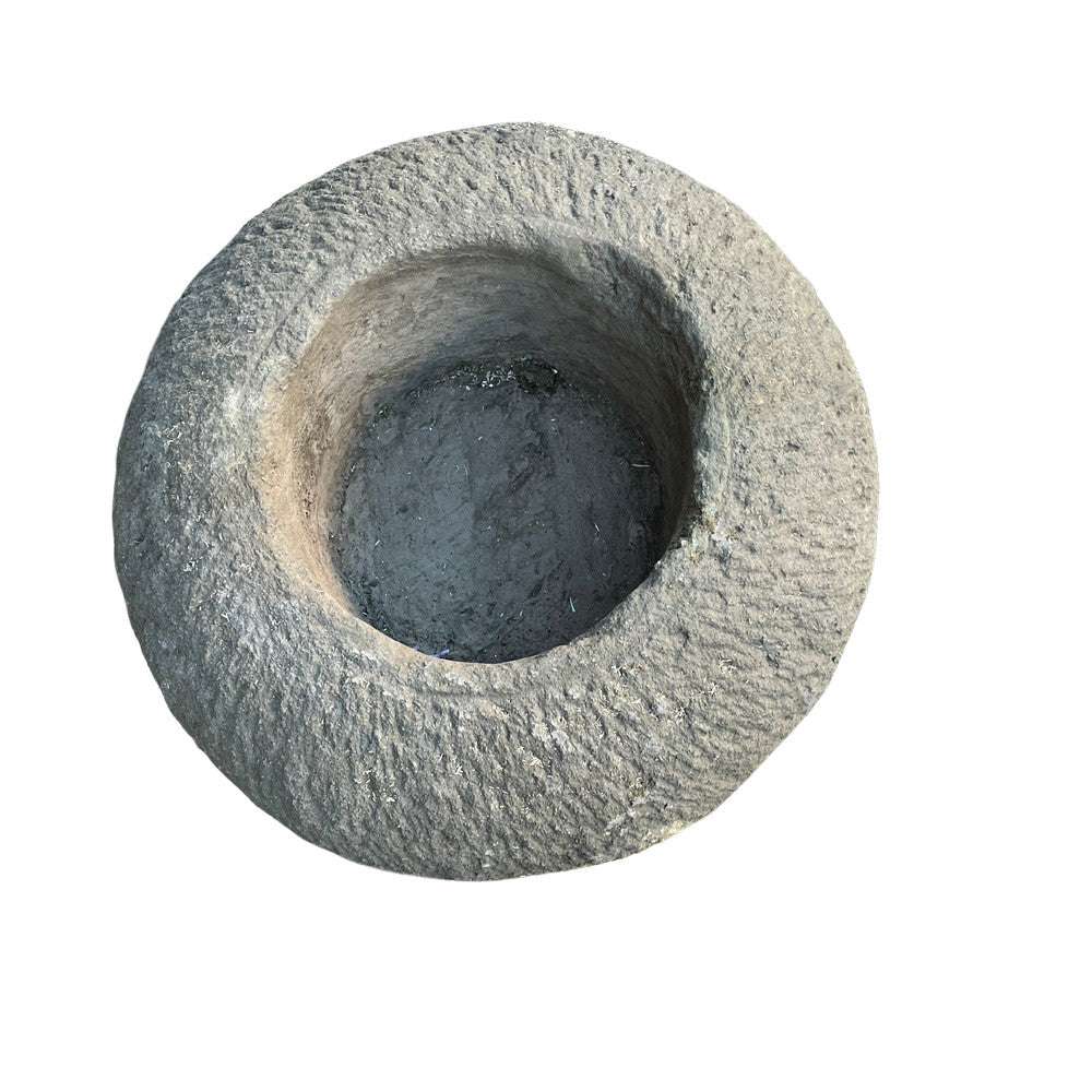 Low Round Natural Stone Planter - Berbere Imports