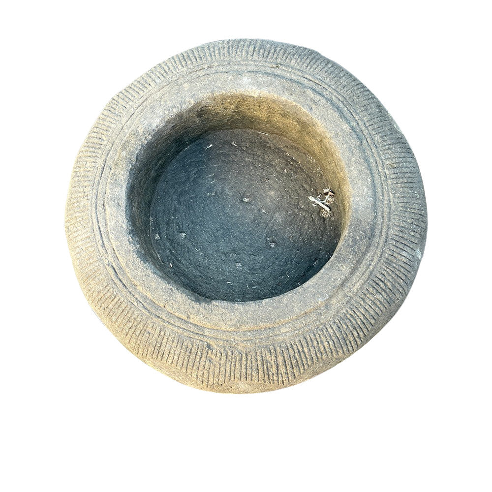 Low Round Natural Stone Planter - Berbere Imports