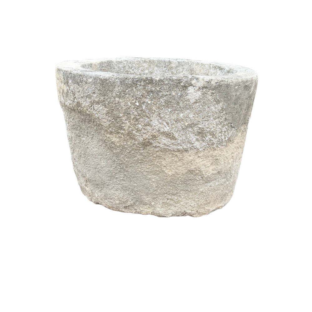 Antique Indonesian Round Limestone Trough - Berbere Imports