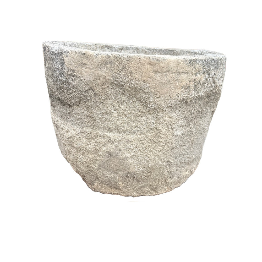 Antique Indonesian Round Limestone Trough - Berbere Imports