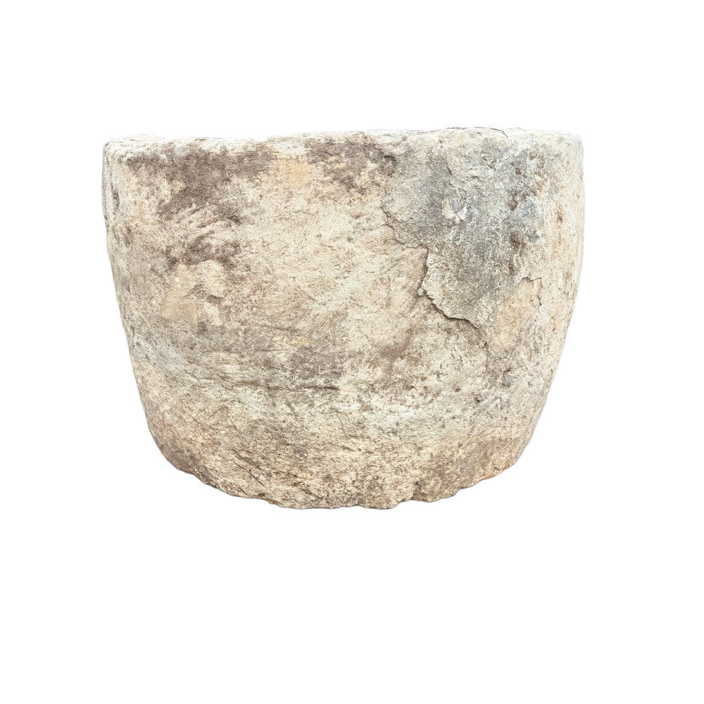 Antique Indonesian Round Limestone Trough - Berbere Imports