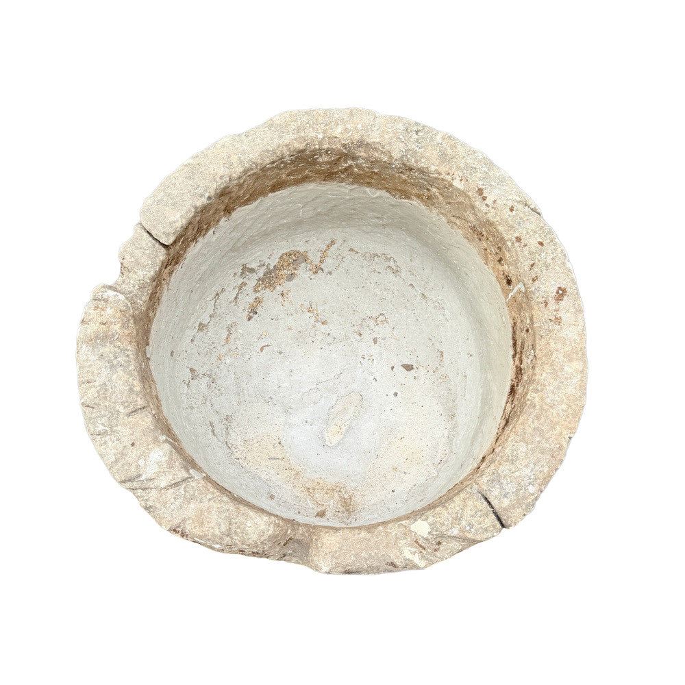 Antique Indonesian Round Limestone Trough - Berbere Imports