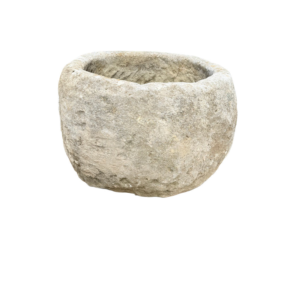 Antique Indonesian Round Limestone Trough - Berbere Imports