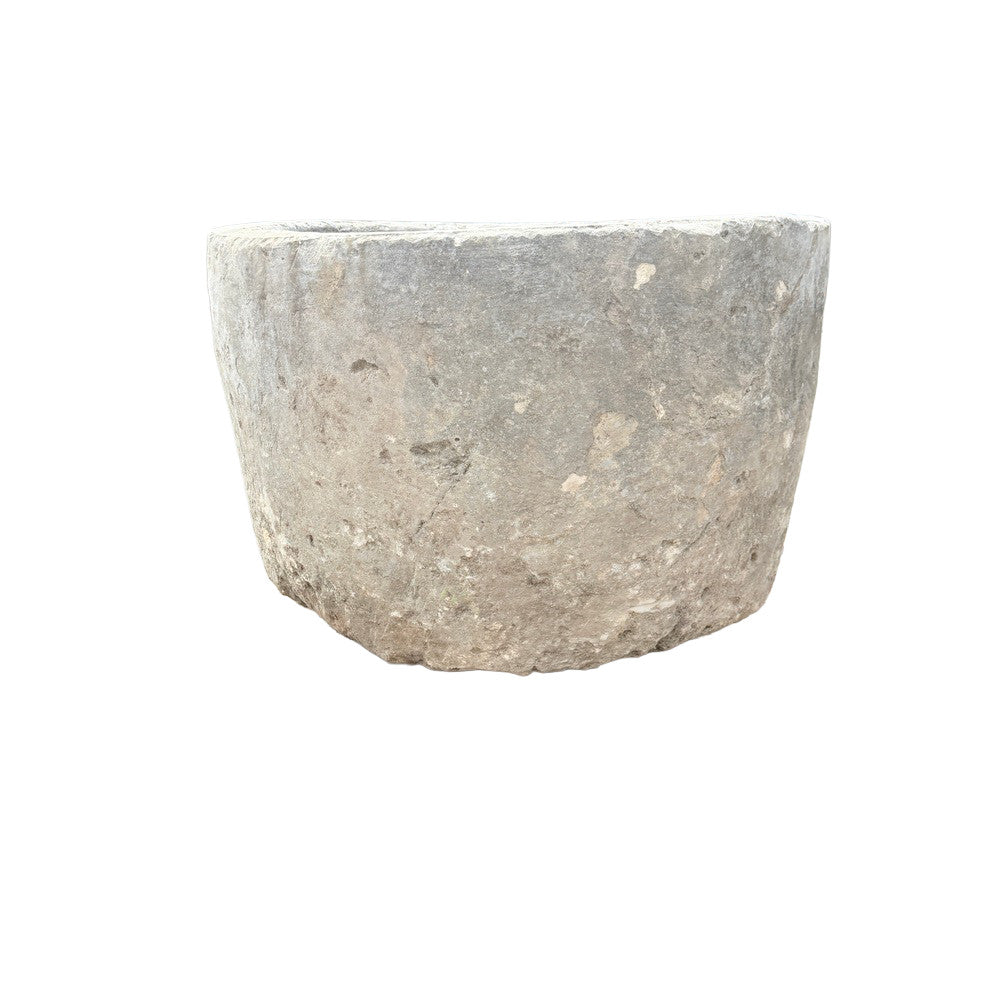 Antique Indonesian Round Limestone Trough - Berbere Imports