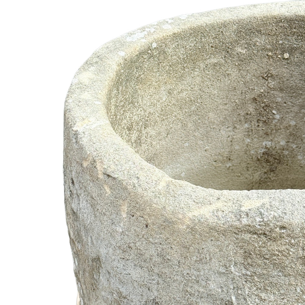 Antique Indonesian Round Limestone Trough - Berbere Imports