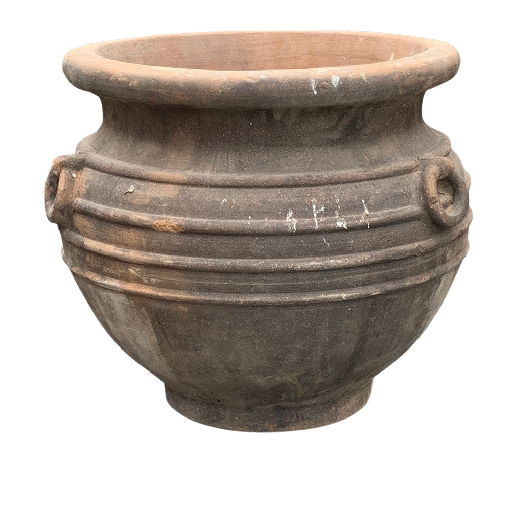 Short Terracotta Planter With Decorative Rings - Berbere Imports