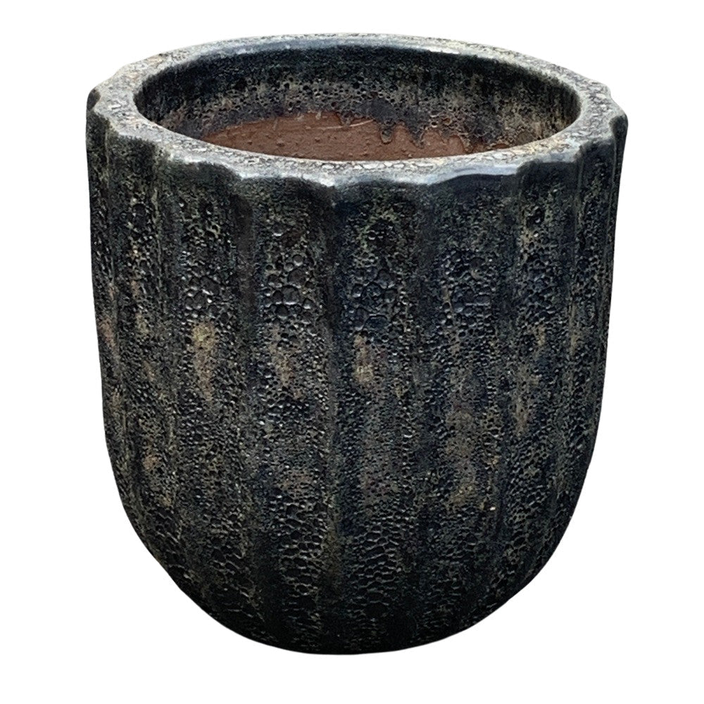 Black Ribbed Planter - Berbere Imports