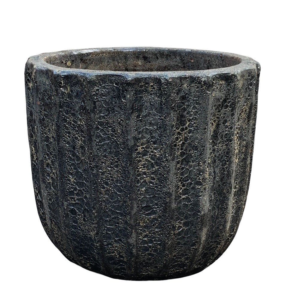 Black Ribbed Planter - Berbere Imports