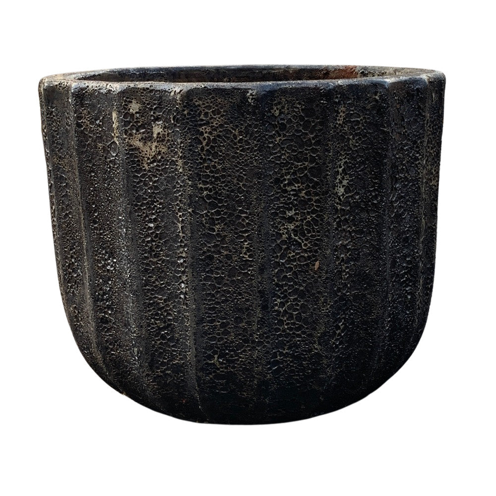 Black Ribbed Planter - Berbere Imports