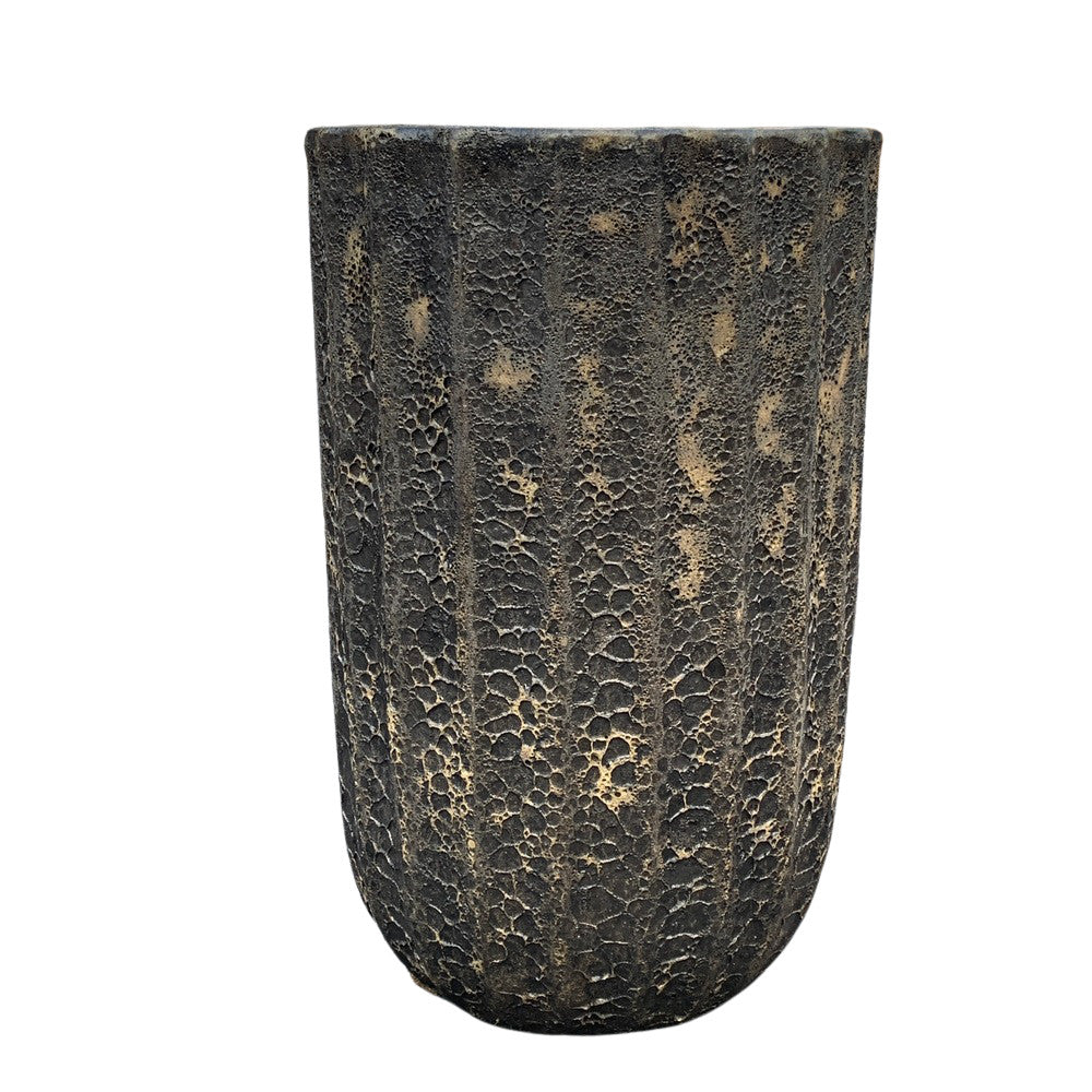 Black Ribbed Planter - Berbere Imports