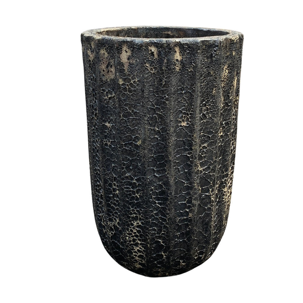 Black Ribbed Planter - Berbere Imports