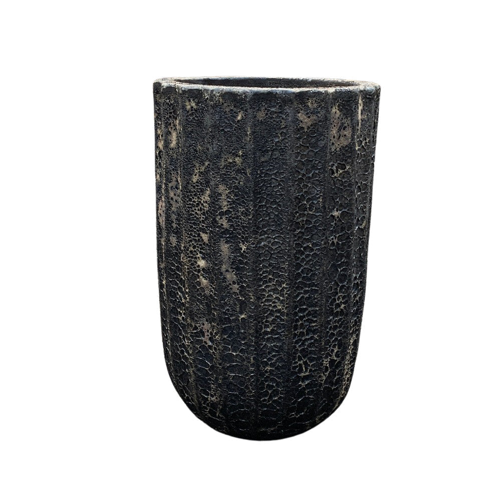 Black Ribbed Planter - Berbere Imports