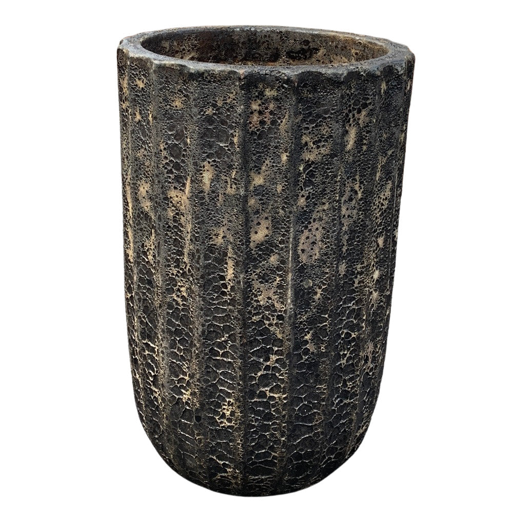 Black Ribbed Planter - Berbere Imports