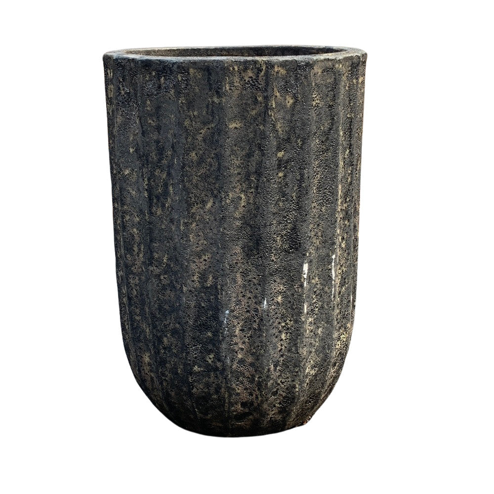 Black Ribbed Planter - Berbere Imports