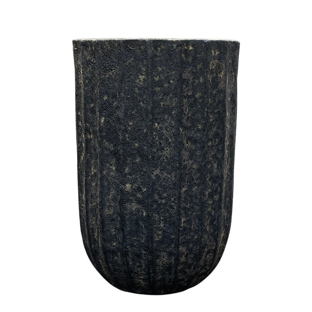 Black Ribbed Planter - Berbere Imports