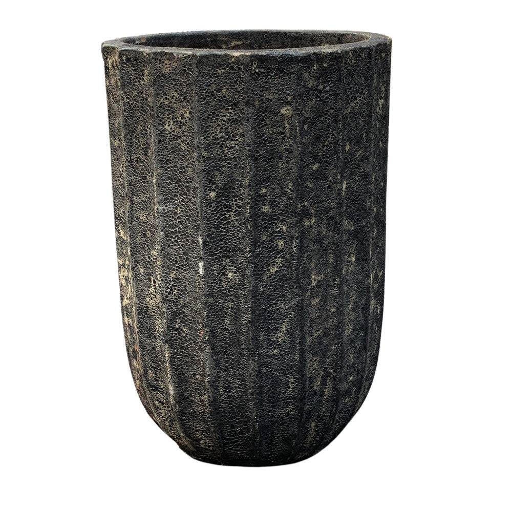 Black Ribbed Planter - Berbere Imports