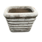 White Square Ribbed Planter - Berbere Imports