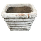 White Square Ribbed Planter - Berbere Imports