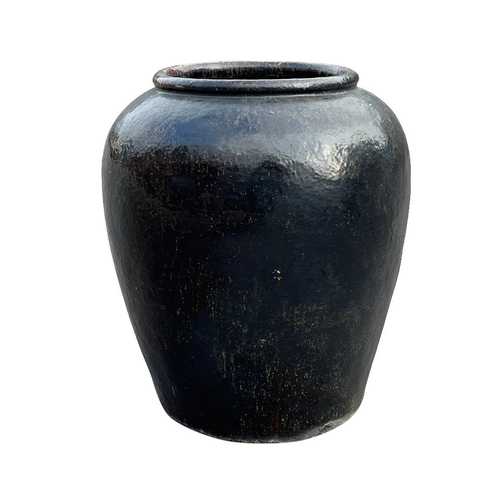 Chinese Black Glazed Terracotta Planter - Berbere Imports