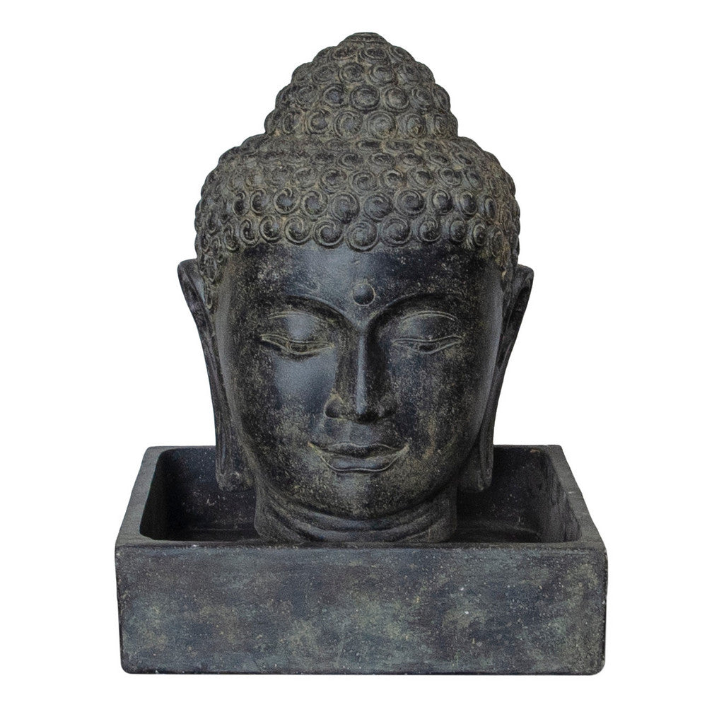 Indonesian Concrete Buddha Head Fountain With Square Reservoir - Berbere Imports